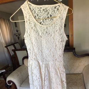 Cream Lace Soft Skater Dress